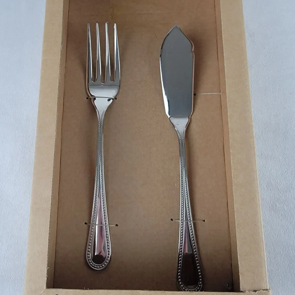 Abert‎ 2 Piece Stainless Serving Tools Knife Fork Set Holiday Dinner Italy